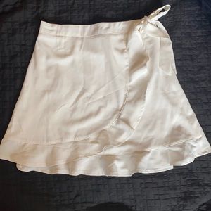 White wrap mini skirt